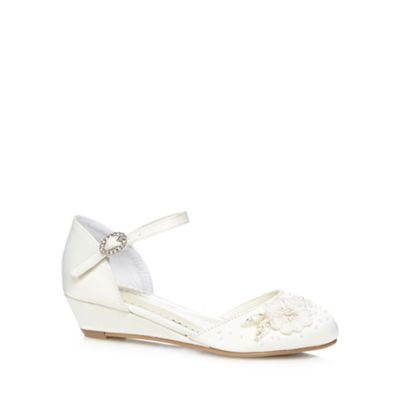 Debenhams Girls' ivory flower embellishment wedge shoes